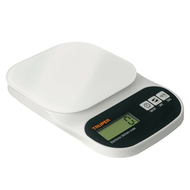 BÁSCULA DIGITAL TRUPER BLANCO PLATO VIDRIO 5 KG BASE-5EC