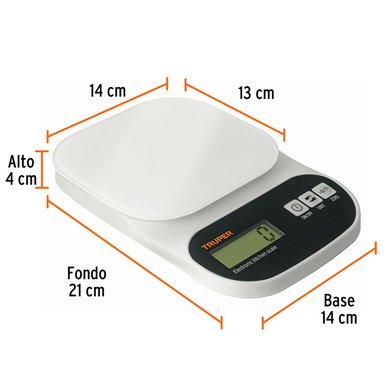 BÁSCULA DIGITAL TRUPER BLANCO PLATO VIDRIO 5 KG BASE-5EC - 3