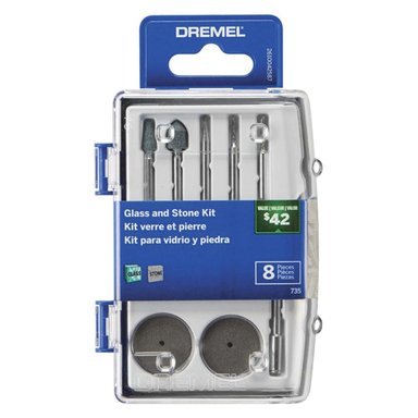 MICRO KIT DE 8 ACCESORIOS VIDRIO Y PIEDRA DREMEL 735-01
 - 1