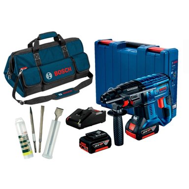 ROTOMARTILLO GBH 180 + 2 BAT + CINCELES 3 PZ + MALETA BOSCH