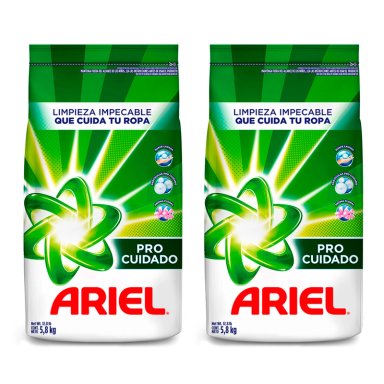 PACK X2 DETERGENTE EN POLVO ARIEL PRO CUIDADO 5.8 KG - 1