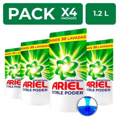 PACKX4 DETERGENTE LÍQUIDO ARIEL CONCENTRADO 1.2L - 1