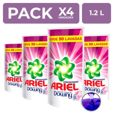 PACKX4 DETERGENTE LÍQUIDO ARIEL TOQUE DOWNY 1.2L - 1