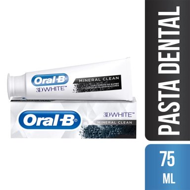 PASTA DENTAL ORAL B 3D WHITE CARBÓN MINERAL CLEAN 75ML