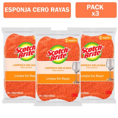 PACK X3 ESPONJA SCOTCH BRITE CERO RAYAS COCINA X2