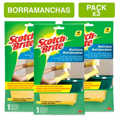 PACK X3 GUANTES SCOTCH BRITE LAVANDERIA TALLA M