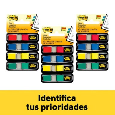 PACK X3 BANDERITAS POST IT COLORES CLASICOS X4