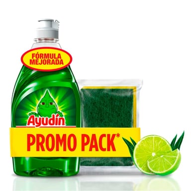 LAVAVAJILLAS LÍQUIDO AYUDÍN LIMÓN Y SÁBILA 280ML + ESPONJA - 1