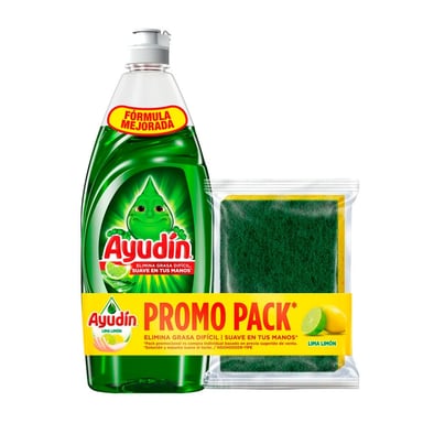 LAVAVAJILLAS LÍQUIDO AYUDÍN LIMA Y LIMÓN 640ML + ESPONJA - 1