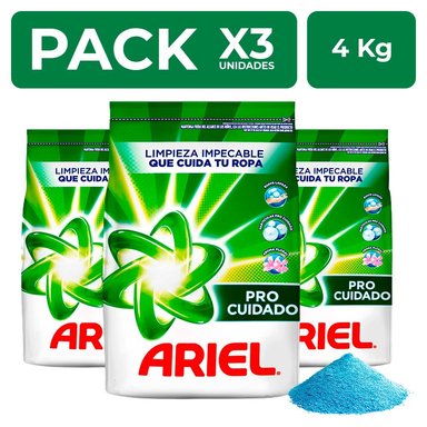 PACKX3 DETERGENTE EN POLVO ARIEL REGULAR 4KG - 1