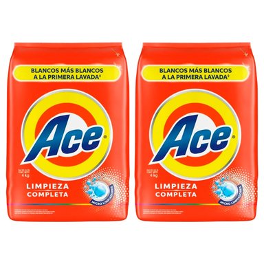 PACK X2 DETERGENTE EN POLVO ACE LIMPIEZA COMPLETA 4KG - 1