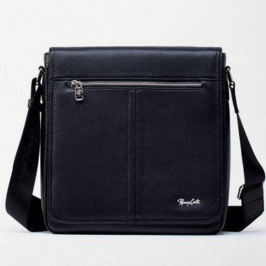 MORRAL RENZO COSTA MRC 2259 CUERO NEGRO DETILO CASUAL CON BOLSILLOS EXTERNOS