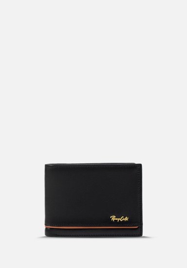 RENZO COSTA-BILLETERA CASUAL CON DETALLE DE LINEA EN CONTRASTE WPC 2153 1 BLACK / 10 YELLOW BROWN LUX