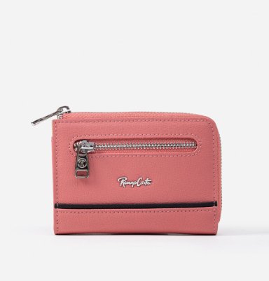 RENZO COSTA-MONEDERO CASUAL CON COMPARTIMIENTOS PARA MONEDAS Y TARJETAS MOD 2218 104 PEACH/100 BLACK