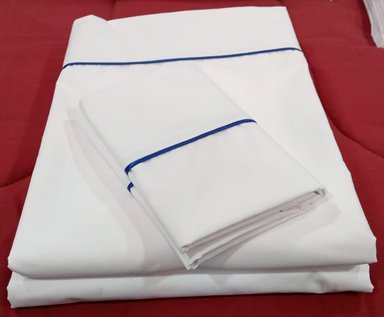 SET SÁBANAS ARLIN 1.5 PLAZAS ALGODÓN AZUL HOTELERA SESGO