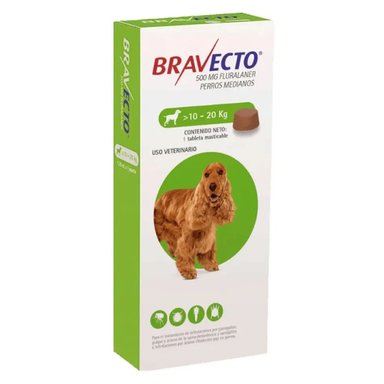 BRAVECTO PERRO MEDIANO 10–20 KG – ANTIPULGAS Y GARRAPATAS MASTICABLE 3 MESES - 1
