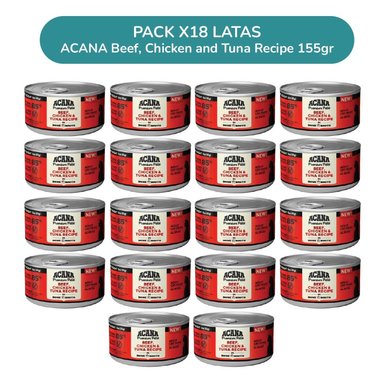 ACANA ALIMENTO HÚMEDO PATÉ RES, POLLO Y ATÚN 155G PACK 18 - 1