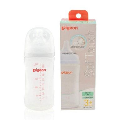 BIBERON PIGEON DE POLIPROPILENO SOFTOUCH PERISTALTICO PLUS BOCA ANCHA DE 240ML / 8OZ. BLANCO