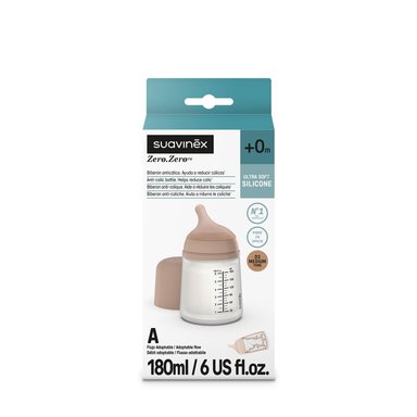 BIBERON ANTICOLICOS ZERØ.ZERØ™ FLUJO ADAPTABLE (A) MEDIUM – SUAVINEX 180 ML