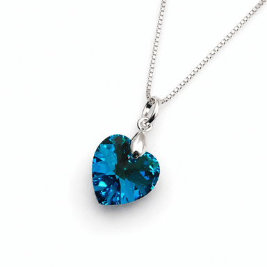 Collar de Plata 925 Mujer con Dije Corazón Cristal Azul - Regalo Ideal para Enamorar - 1