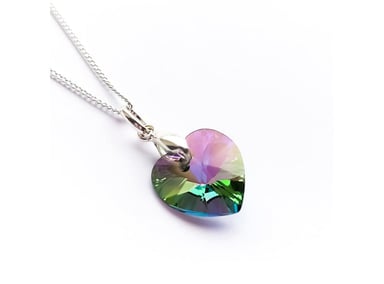 Collar de Plata 925 Mujer con Dije Corazón Cristal Multicolor - Regalo Ideal para Enamorar - 1