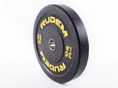 DISCOS RUDEM FITNESS 35LB LEVANTAMIENTO PESAS CON PUNTOS AMARILLOS