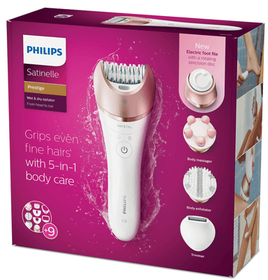 DEPILADORA INALÁMBRICO PHILIPS CON 9 ACCESORIOS BRE652 2 VELOCIDADES