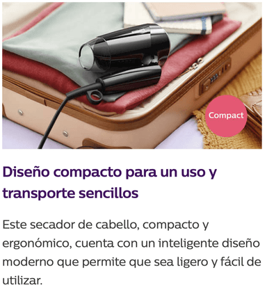 SECADORA CABELLO PHILIPS BHC010 1200W - 6