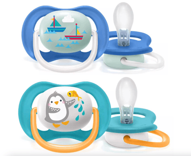 CHUPONES AVENT BOTE + PINGÜINO SCF081/07 6 A 18 MESES ULTRA AEREADOS ANATOMICOS PACK DE 2 UNI NIÑO