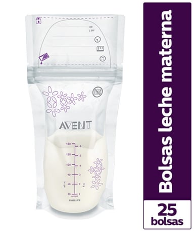 BOLSAS LECHE MATERNA AVENT PRE ESTERILIZADAS ESTANDAR TRANSPARENTE DE 180 ML X25 UNIDADES - 6