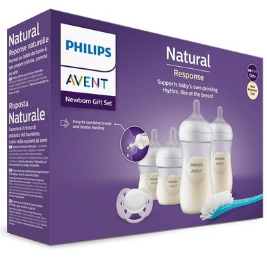 SET DE REGALO AVENT NATURAL 3.0 DE 4 BIBERONES + CHUPON + ESCOBILLA
