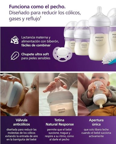 SET DE REGALO AVENT NATURAL 3.0 DE 4 BIBERONES + CHUPON + ESCOBILLA - 4