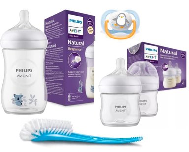 SET DE RECIEN NACIDO AVENT 3 BIBERONES + CHUPON + ESCOBILLA - NIÑO