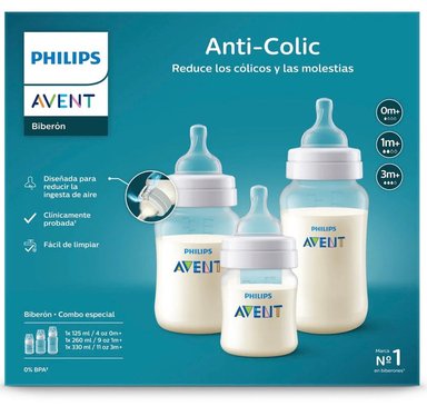SET DE REGALO AVENT ANTICOLICO DE RECIEN NACIDO 1 BIBERON DE 125 ML + 1 BIBERON DE 260 ML + 1 BIBERON DE 330 ML - TRANSPARENTE - 2