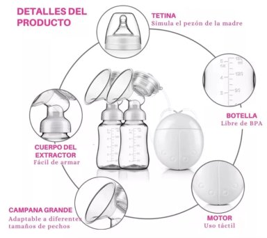 EXTRACTOR DE LECHE ELECTRICO DOBLE + 2 BIBERONES + 1 BIBERON ANTICOLICO AVENT PARA RECIEN NACIDO - 3