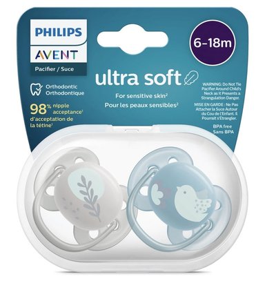 CHUPON AVENT DE 6 A 18 MESES ULTRA SUAVES PACK 2 UNI CON ESTUCHE ESTERILIZADOR - NIÑO
