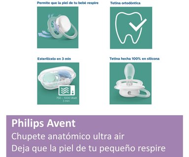 CHUPON AVENT DE 0 A 6 M ULTRA AIR X 2 UNI + ESTUCHE ESTERILIZADOR - NIÑA - 3