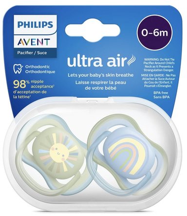 CHUPON AVENT DE 0 A 6 M ULTRA AIR X 2 UNI + ESTUCHE ESTERILIZADOR - NIÑO