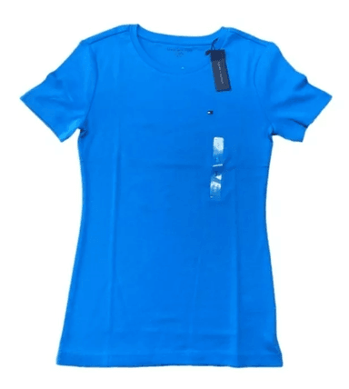 POLO MANGA CORTA ALGODÓN MUJER TOMMY HILFIGER AZUL CLARO BÁSICO TALLA L - 1
