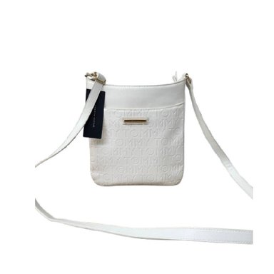 TOMMY HILFIGER MEDIANA MORRAL BLANCO PATRON LETRAS GRANDES CON BOLSILLO DELANTERO