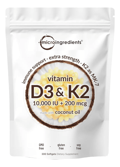 MICROINGREDIENTES VITAMIN D3+ K2 10000UI + 200MCG 300 CAPSULAS