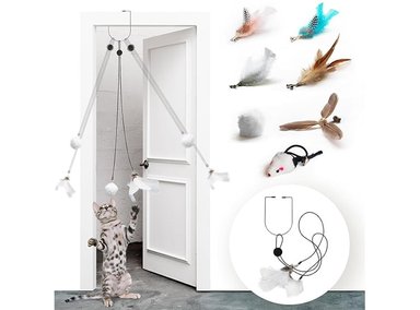 JUGUETE GATO INTERACTIVO CON PLUMAS LEKEWPET