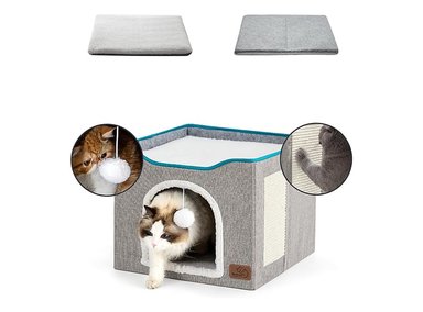 CAMA PARA GATOS DE INTERIOR TALLA L GRIS - 2