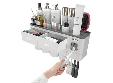 SET BAÑO BLANCO SOPORTE CEPILLOS DIENTES