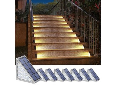 LUCES UNALUKA BLANCO PAQUETE DE 8 SOLARES PARA ESCALONES EXTERIORES IMPERMEABLES - 2