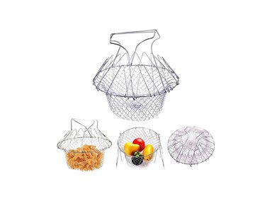 CESTA UNALUKA PLATEADO COCINA FREIR LAVAR FRUTAS VERDURAS