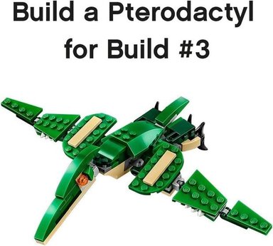 LEGO CREATOR 3 EN 1 MIGHTY DINOSAUR TOY - TRANSFORMABLE DE T-REX A TRICERATOPS Y PTERODÁCTILO, 174 PIEZAS, IDEAL PARA NIÑOS DE 7 - 1