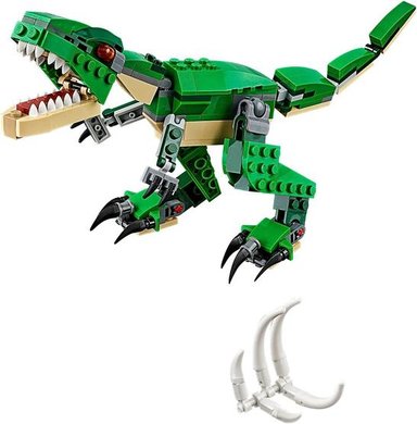 LEGO CREATOR 3 EN 1 MIGHTY DINOSAUR TOY - TRANSFORMABLE DE T-REX A TRICERATOPS Y PTERODÁCTILO, 174 PIEZAS, IDEAL PARA NIÑOS DE 7 - 2