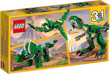 LEGO CREATOR 3 EN 1 MIGHTY DINOSAUR TOY - TRANSFORMABLE DE T-REX A TRICERATOPS Y PTERODÁCTILO, 174 PIEZAS, IDEAL PARA NIÑOS DE 7 - 4