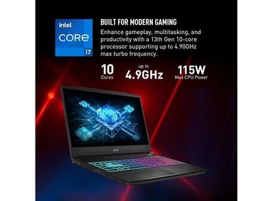 LAPTOP MSI KATANA15132000 JUEGOS KATANA 15 15.6' 165HZ QHD INTEL CORE I7 NVIDIA RTX 4070 16GB RAM 1TB SSD WIN 11 - 2